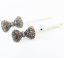 USA Bobby Pin Rhinestone Crystal Hair Clip Hairpin Wedding Bowknot Silver B45