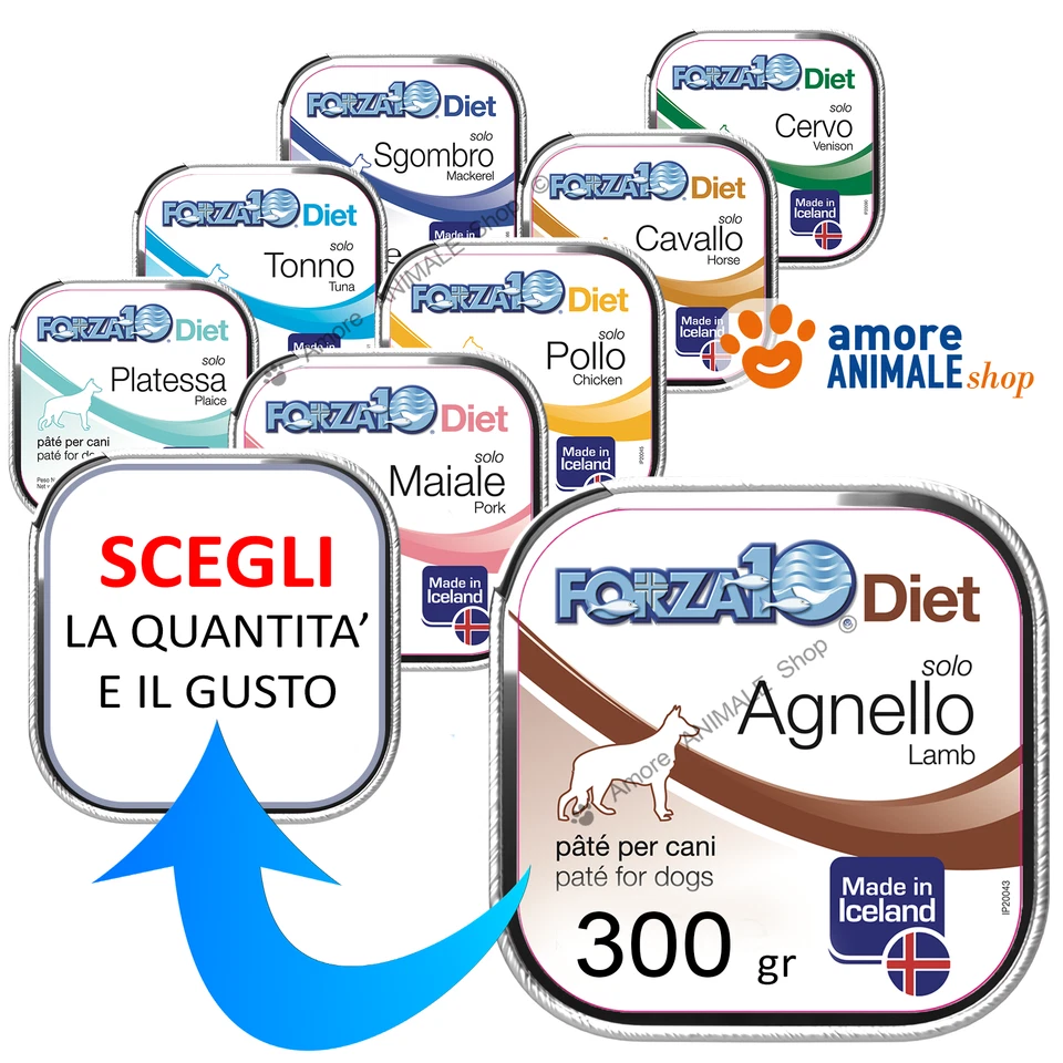 Forza10 SOLO DIET → Vaschette da 300 gr - GUSTI A SCELTA - Umido Per Cane, Cani