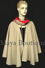 Taupe Cape Ruana Wrap Coat Cashmere Wool Blend by Maya Boutique Made in USA