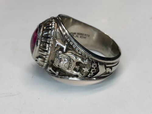 MILTON UNION HIGH CLASS RING JOHN ROBERTS 10K WHITE GOLD 1971 BULLDOG WISDOM RED - Picture 10 of 11