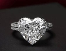 Vintage Women's Wedding Ring 2 Heart Cut Cubic Zirconia Sterling Silver 925