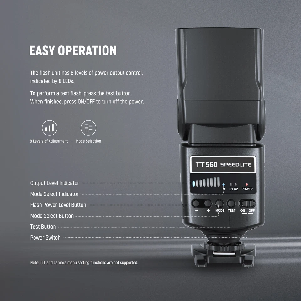 Neewer TT560 Speedlite Flash for Canon, Sony, Nikon, Panasonic, Olympus, Pentax - Image 2 of 4