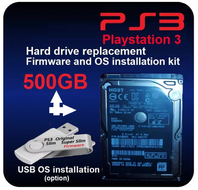 PS3 Original, Slim, Super SIim Internal Hard Drive  500GB w USB Firmware Option