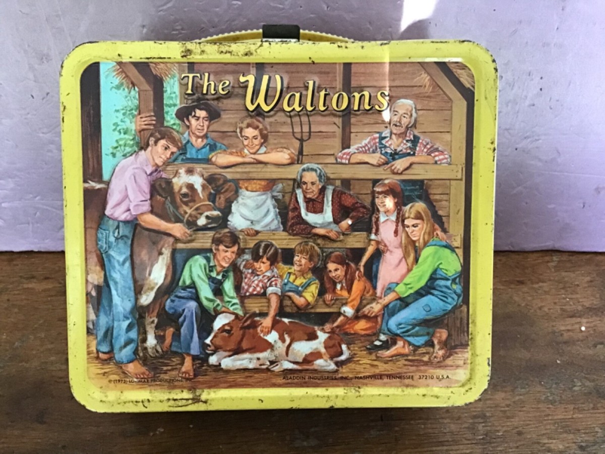 Vintage The Waltons Metal Lunch Box Pail With Thermos 1973 Aladdin