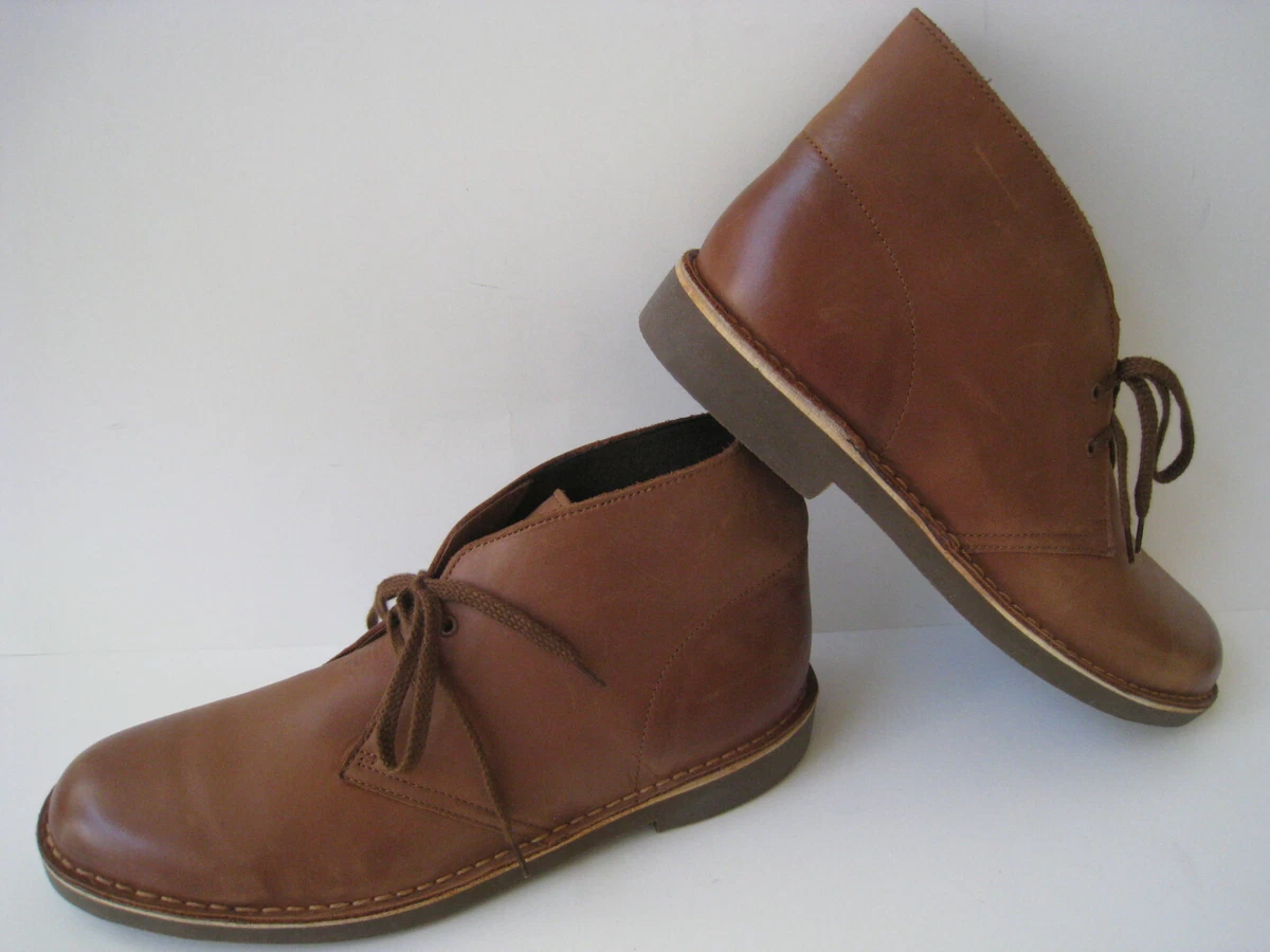 Mens tan top leather desert boots