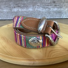Vintage Leather Belt Medium Guatemalan Concho Hand Stitched Boho Hippie Dead Lot