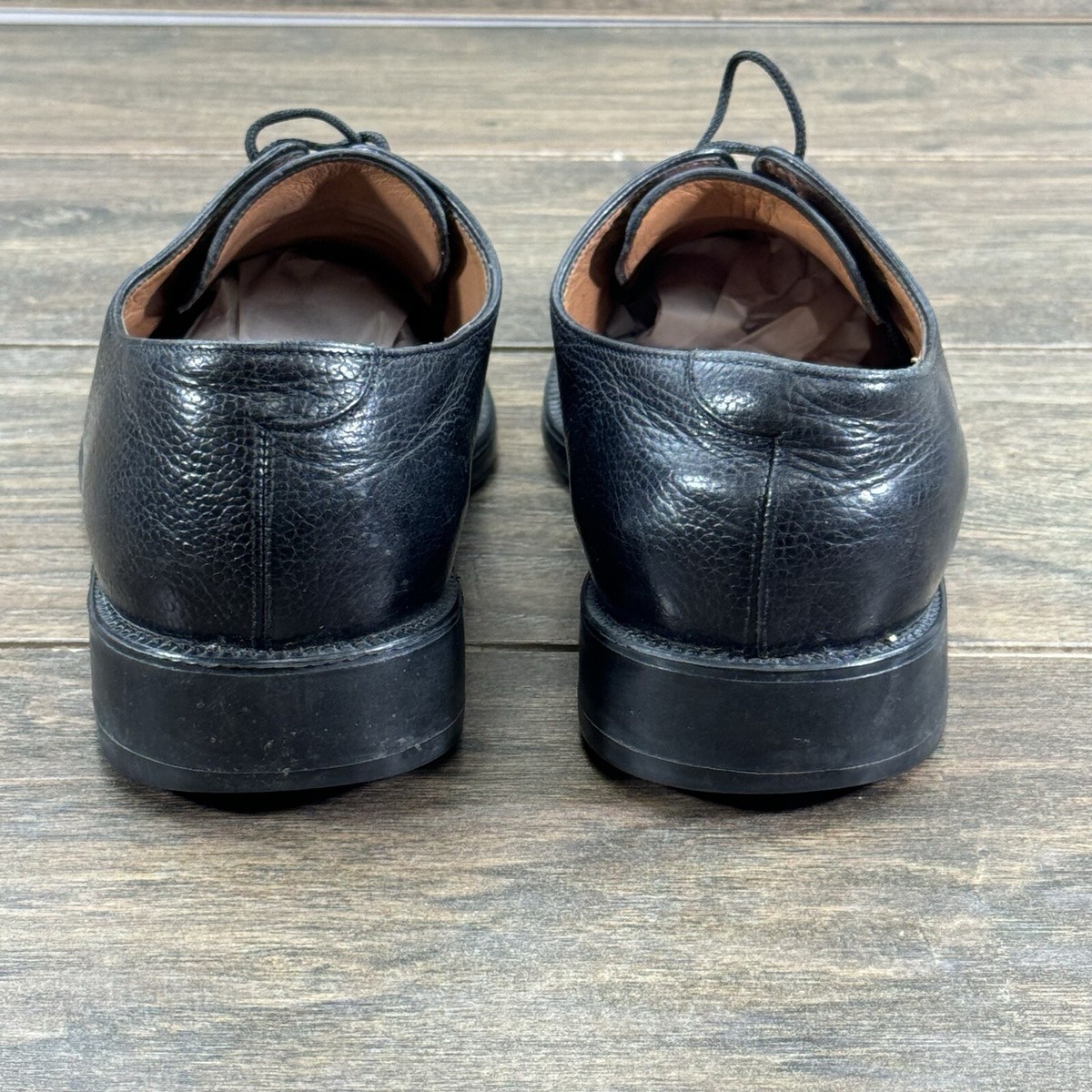 Salvatore Ferragamo Dress Shoes Mens 8 D Black Pebble Grain 