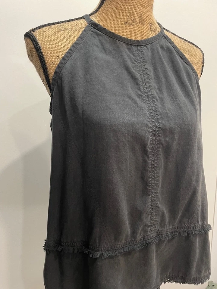 Bella Dahl Womens Frayed Cami Halter Black Tank Top Size M Grunge Goth Whitchy - Image 2 of 4