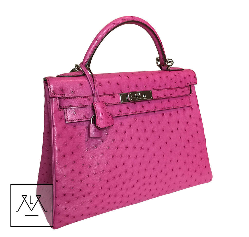 Hermes Kelly Bag 32cm Ostrich Pink Fuchsia PHW