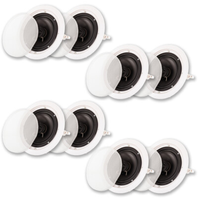 Acoustic Audio HTI6c Flush Mount In Ceiling Speakers with 6.5'' Woofers 4 Pair