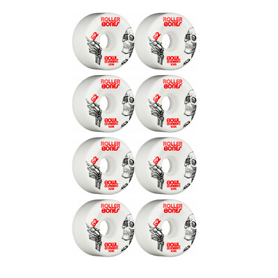 Rollerbones Quad Skate Wheels 62mm x 30mm Bowl Bombers 8-Pack 101A White
