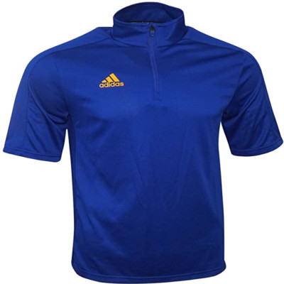adidas Game Built Short Sleeve Quarter-Zip Top Mens Multi-Sport, Royal/Gold, Lg