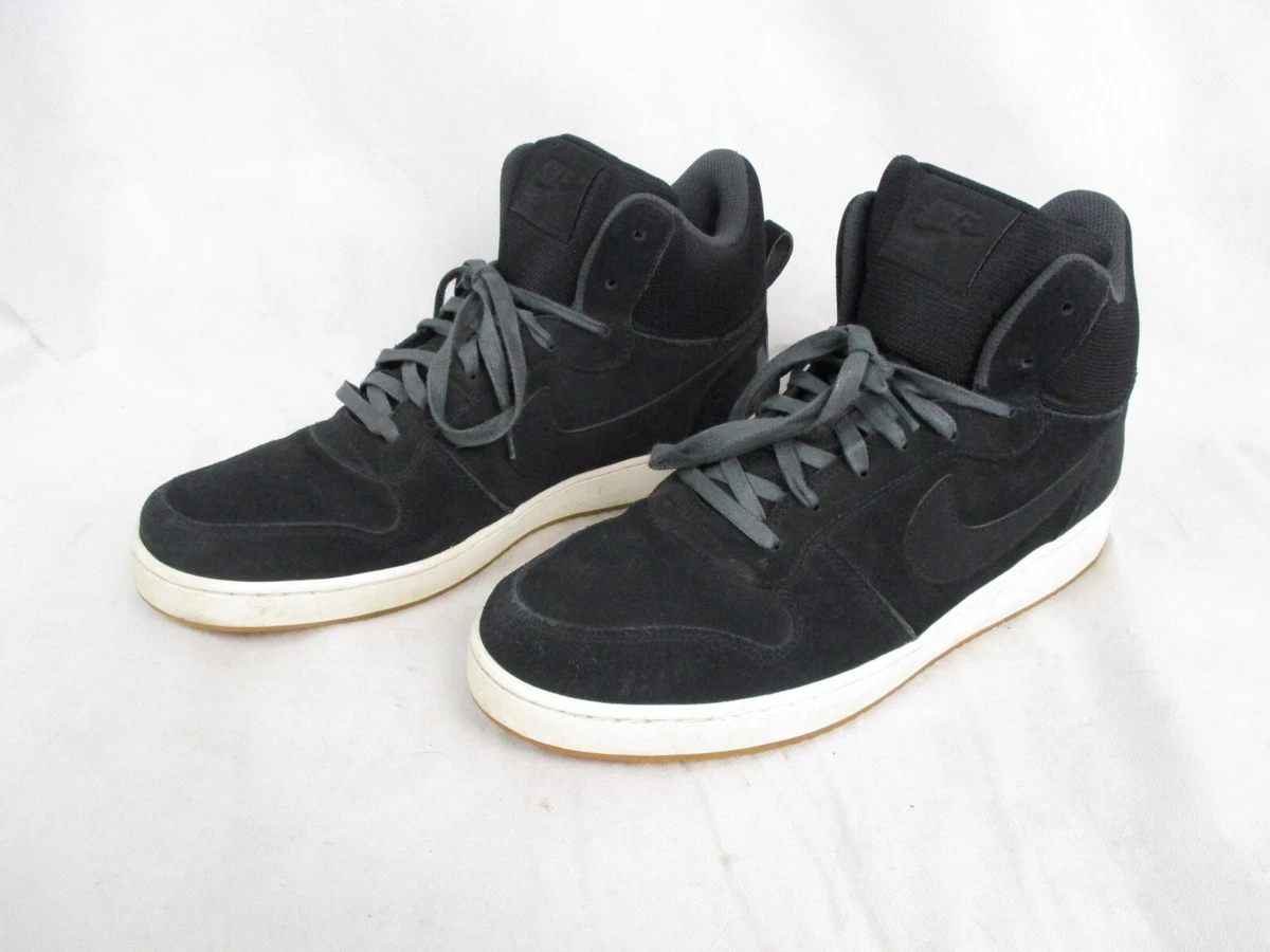 Nike Mens Court Borough Mid Prem Black Suede Basketball Shoes