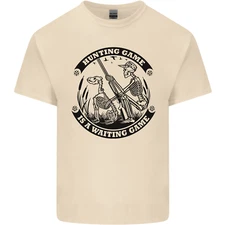 Hunting Game is a Waiting Game Hunter Skull Mens Cotton T-Shirt Tee Top