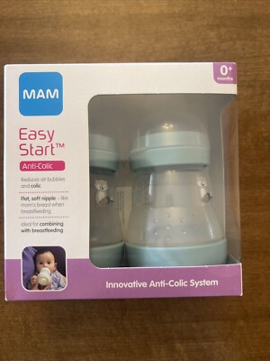 New MAM Bottle Easy Start 0+ Anti-Colic 5oz 2 Count Baby Essentials Slow Flow