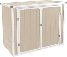 Horizontal Storage Shed Outdoor, Weatherproof Resin Storage Shed w/Door