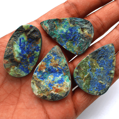 4 Pcs Natural Arizona Azurite Malachite Collectible Raw Face Druzy Crystal Reiki - Afbeelding 1 van 12