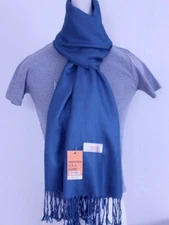 Pashmina Scarf Shawl Wrap Solid Royal Blue Silk Cashmere*Soft
