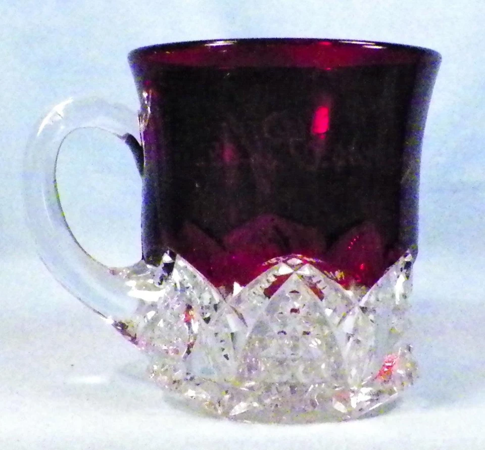 Ruby Stain Mug Button Arches Duncan's Sons #39 Catherine Pifer EAPG Antique 1897 - Image 3 of 4