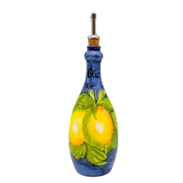 Caprese Home Decor Amalfi Citrus Blue Ceramic Oil Dispenser Bottle 0,7 L 25 cm