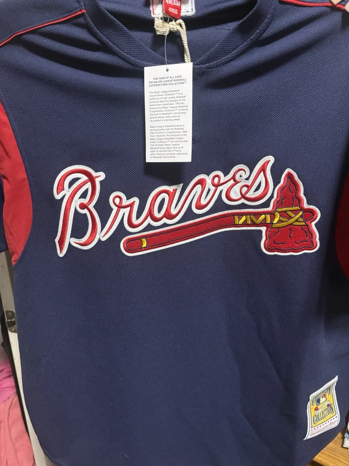 Chipper Jones 签名 Mitchell & Ness 亚特兰大勇士队球衣 狂热分子 COA 美国职棒大联盟名人堂 — 第 3/4 张图片