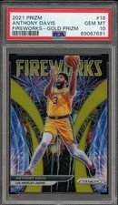 2021-22 Panini Prizm ANTHONY DAVIS #16 Fireworks Gold Prizm /10 PSA 10 GEM MINT