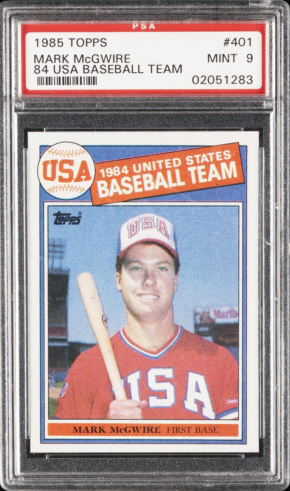 1985 TOPPS 1984 USA BASEBALL TEAM #401 MARK MCGWIRE PSA 9