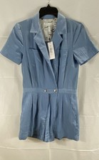 BCBG Generation Women's Blue Crinkle Utility Belted Romper NWT Size 0