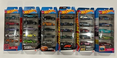 Hot Wheels 5 Pack Lot Of 6 - Fast & Furious, Formula 1 & More - 30 Cars In Total