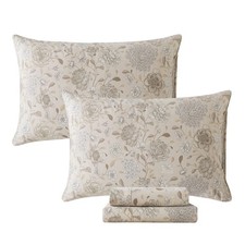 Light Khaki Vintage Hydrangea Floral King Size Sheets Set 100 Brushed Cotton...