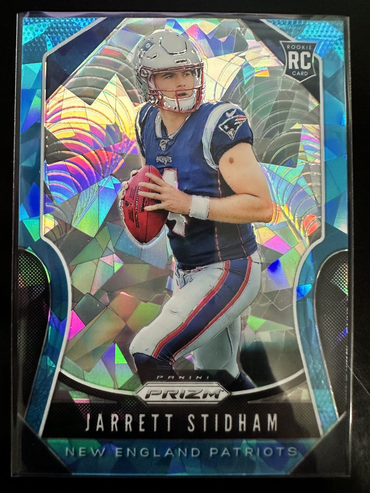 2019 Panini Prizm Jarrett Stidham #308 Blue Ice Prizm RC /99 Patriots Rookie