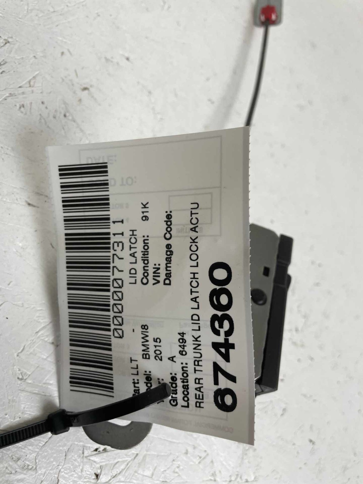 2014-2020 BMW I8 OEM REAR TRUNK LID LATCH LOCK ACTUATOR 51249802312