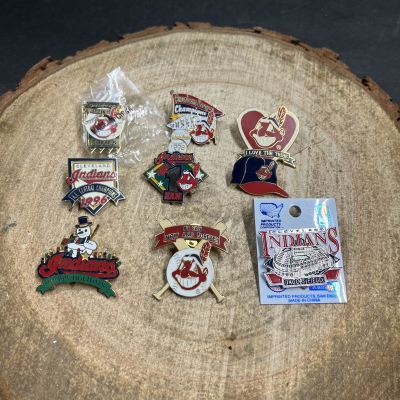 Vintage Cleveland Indians 1990’s Chief Wahoo  Hat Or Lapel Pins Lot Of 9