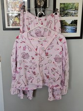 RARE Vintage Longaberger Homestead Girls Pajama Set L/XL Zip Cotton Pink Hoodie