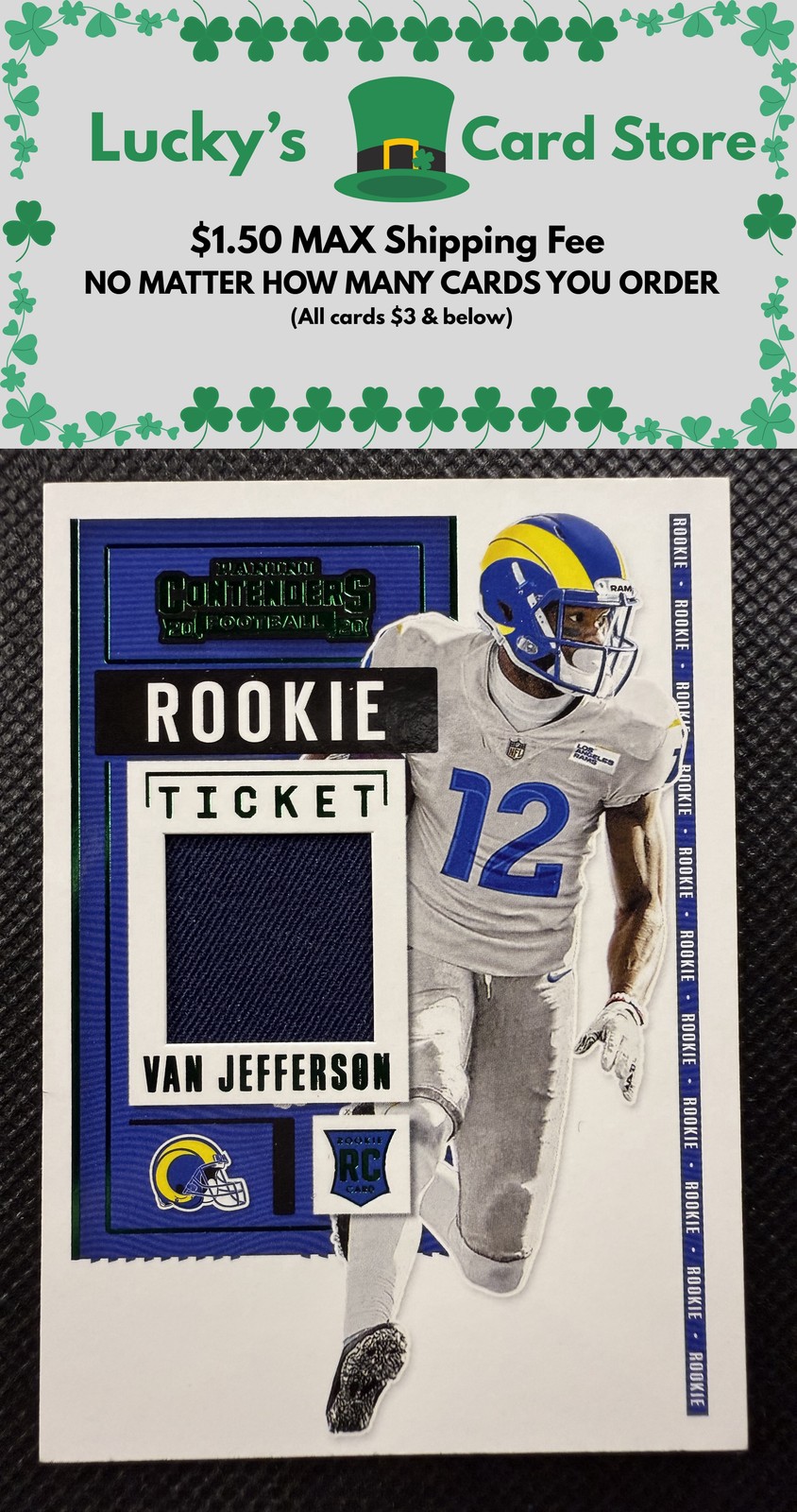 Van Jefferson Panini Contenders Rookie Ticket Swatches #VJE Base
