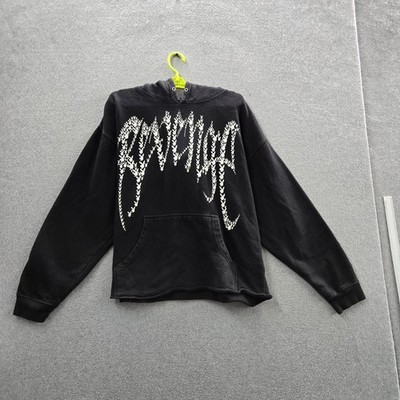 Revenge x Playboy Men Hoodie L Black Embroidered Graphic Fleece Bunny