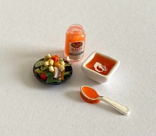 1:12 Artisan Dollhouse Food - MINIATURE TOMATO SOUP  GARDEN SALAD LUNCH SET
