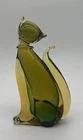 Murano Glass Vintage MCM Glass Cat Amber & Green Approx 6”