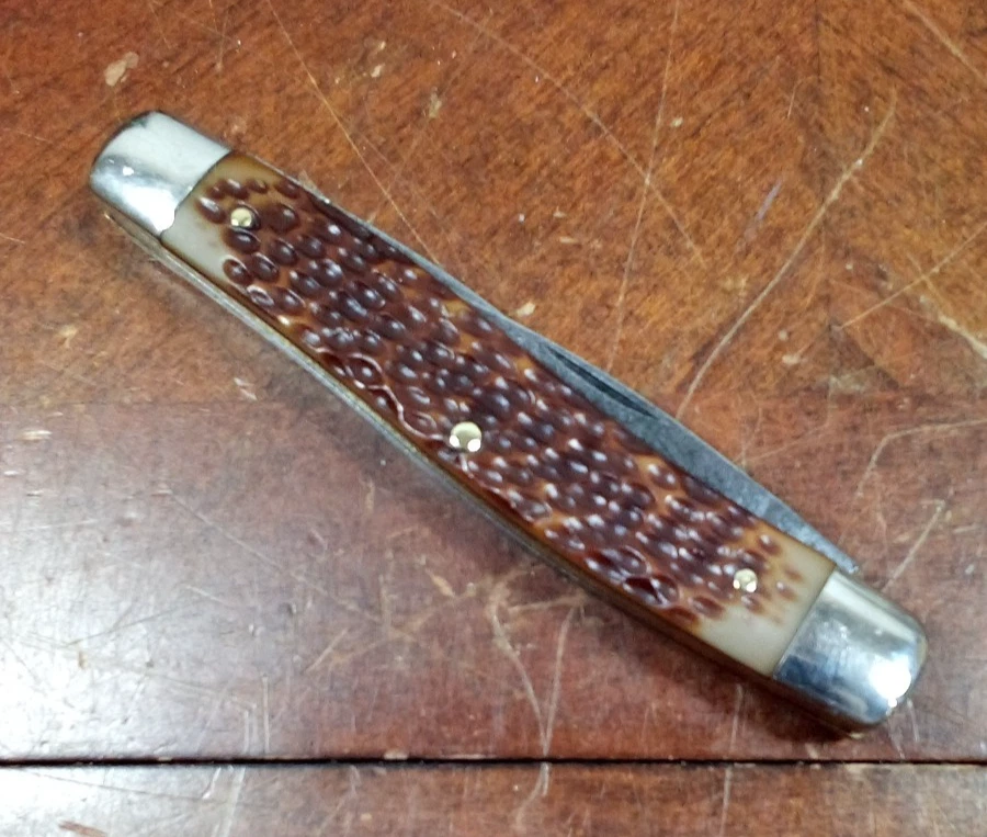 Винтажный карманный нож с 2 лезвиями FRONTIER #44PI Muskrat: делрин; сделано Imperial США - Изображение 2 из 4