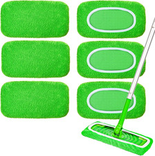 6 Reusable Microfiber Mop Pads 10  12 Inch Wet Dry Washable Refills