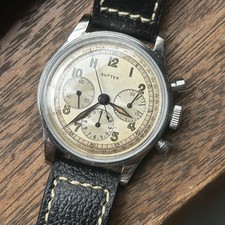 Vintage 35mm Lemania 3854 Military Men's Chronograph Wristwatch CH27 Steel