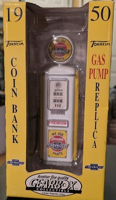 NIB Tokheim Gearbox Collectible Ltd Edition Die Cast Chevy Gas Pump Coin Box
