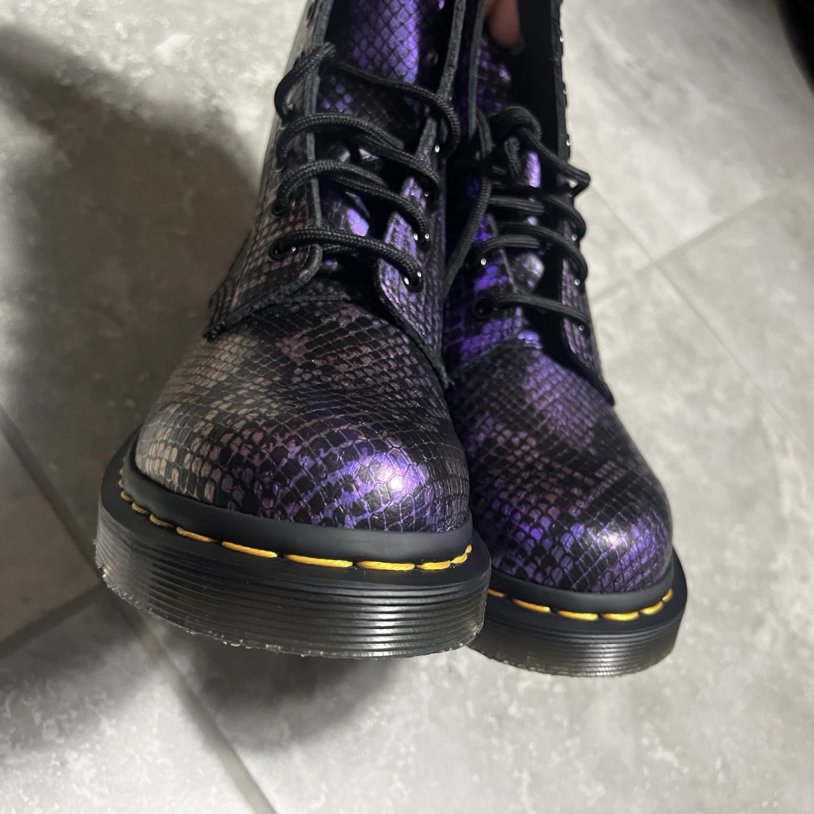 Dr Doc Martens 1460 Snake Emboss Lace Up Leather Boots Punk Goth Womens 7 thumbnail 9