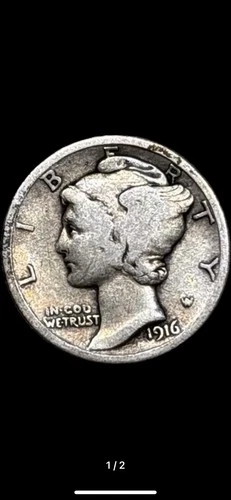 Mercury Dime 1916 VG Silver