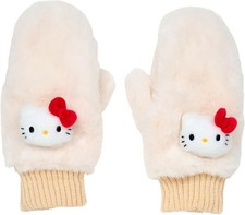 Sanrio Character Hello Kitty Plush Mascot Faux Fur Mittens Warm Winter Gloves