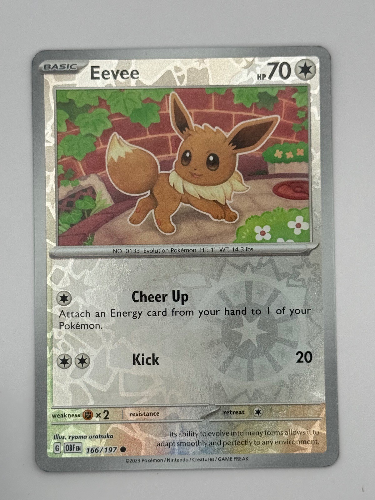 Eevee 166/197 Common Obsidian Flames Pokemon Reverse Holo Near Mint