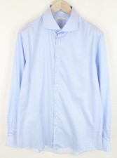 Suitsupply Traveler Men's Formal Shirt 43/17 Blue Striped Cotton Slim