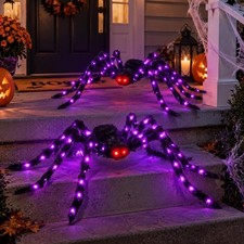 2Pcs 6.6 FT Giant Halloween Spider Furry Scary Large Outdoor Yard Indoor Party