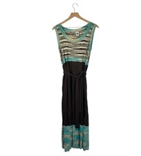 M Missoni Midi Dress 42 6 Wool Blend Brown Turquoise Space Dye Textured