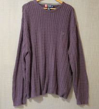 Chaps Cable Knit Sweater Purple 100% Cotton Long Sleeve Mens XXL #A11-40